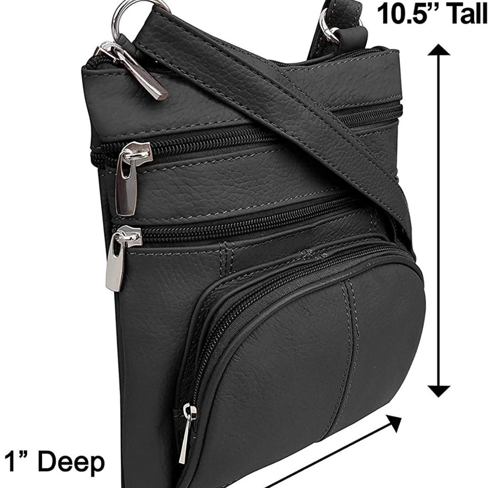 Leathers Genuine X-Large Crossbody Purse, Multi-Pocket, Adjustable Strap, XL
